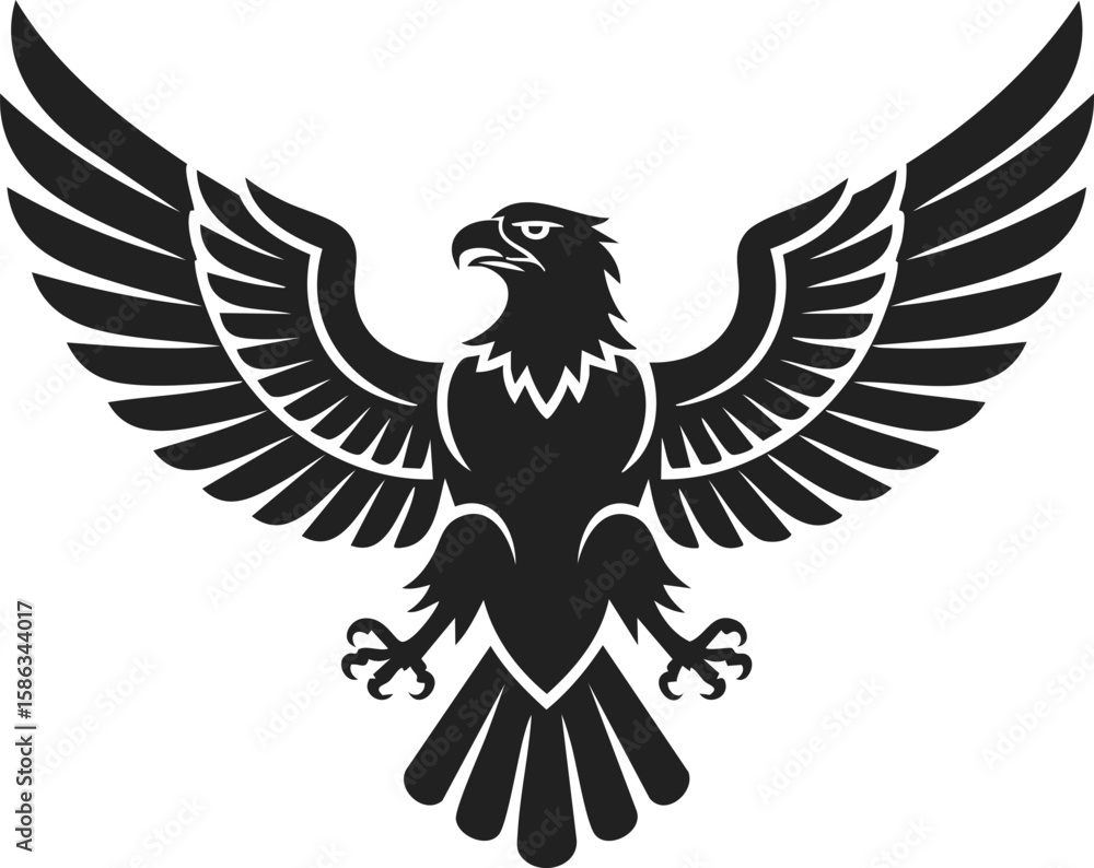 Obraz premium Roman eagle, majestic bird of prey, symbol of power and strength, vintage engraving style, ideal for logos and emblems