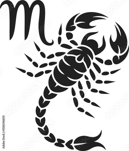 Scorpio zodiac sign, astrological symbol, zodiac emblem, mystic creature, horoscope representation, enigmatic scorpio