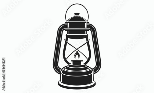Camping lantern lamp silhouette, lamp icon, retro lamp silhouette, vintage light vector, vector illustration camping lantern icon,
