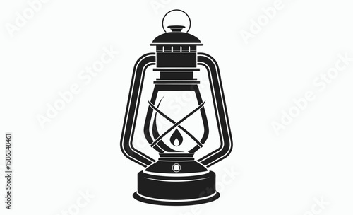 Camping lantern lamp silhouette, lamp icon, retro lamp silhouette, vintage light vector, vector illustration camping lantern icon,
