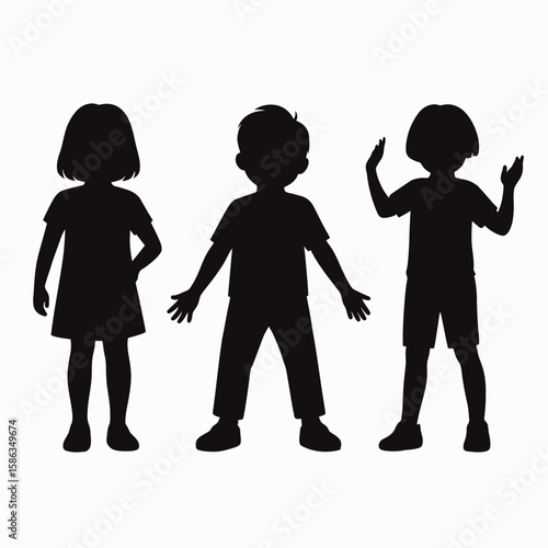 Children Silhouettes in Playful Poses