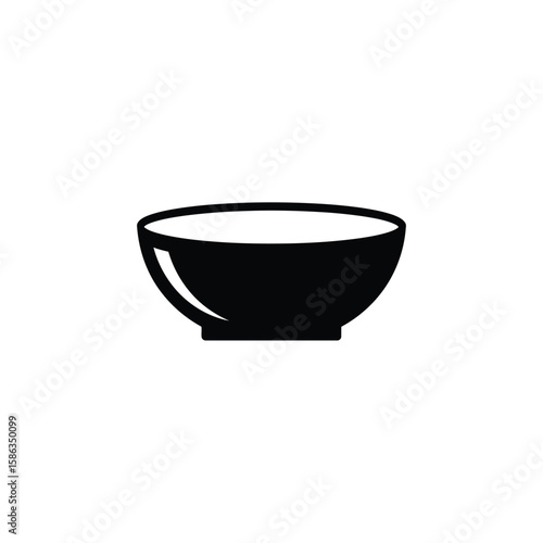 Simple Isolated Black Bowl Graphic Vector Illustration for food serving or storage, suitable for kitchen, culinary or restaurant concepts
