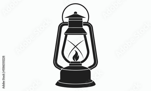 Camping lantern lamp silhouette, lamp icon, retro lamp silhouette, vintage light vector, vector illustration camping lantern icon,

