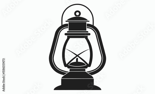 Camping lantern lamp silhouette, lamp icon, retro lamp silhouette, vintage light vector, vector illustration camping lantern icon,
