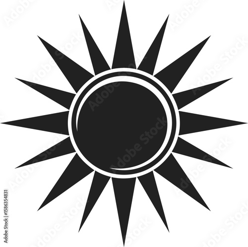 Sun, vintage engraved illustration of a stylized sun design, radiant solar symbol, sunburst, celestial body for decorative purposes