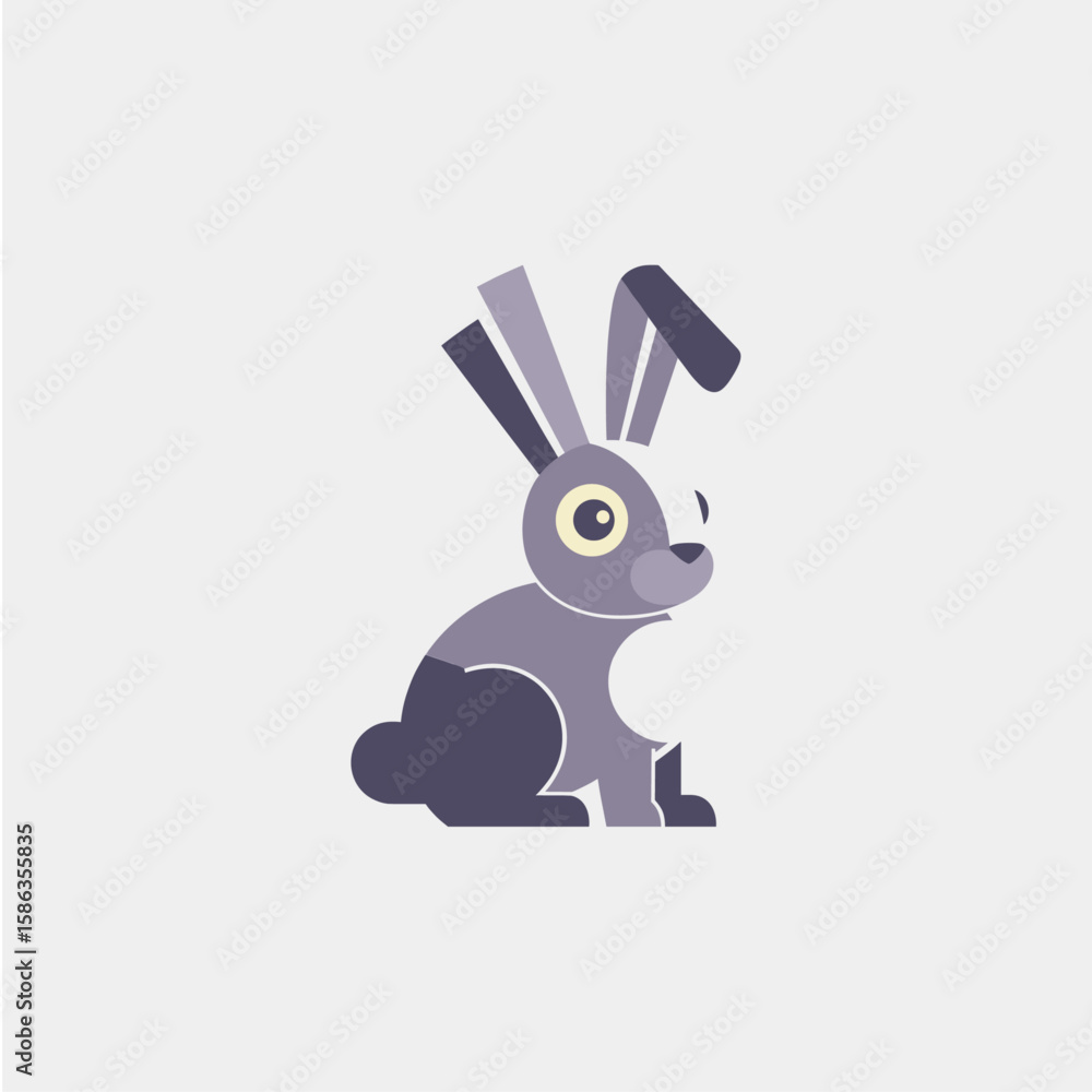 Obraz premium Rabbit icon logo flat vector design