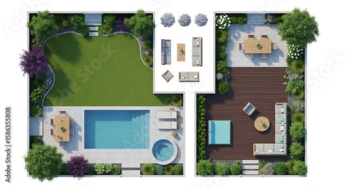Wallpaper Mural Luxury backyard design with swimming pool and outdoor living spaces Torontodigital.ca