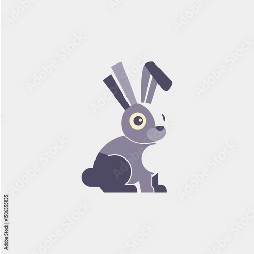  Rabbit icon logo flat vector design