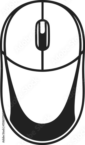 Vector illustration of a computer mouse, ergonomic device, pointing tool, office equipment, technology accessory, wired and wireless options