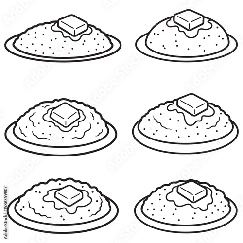 cooked grits and butter black vector. cooked grits and butter black vector bundle.  cooked grits and butter black vector, illustration, lineart bundle. 