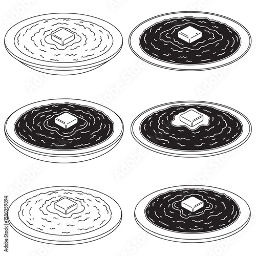Cooked grits and butter black vector. cooked grits and butter black vector bundle.  cooked grits and butter vector black  vector, illustration, lineart bundle 