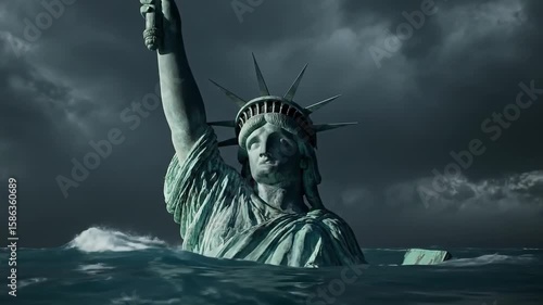 Statue of Liberty Submerged by Rising Ocean Levels