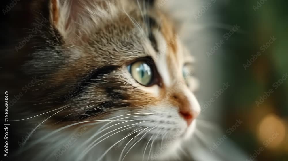 Close-up of a curious kitten with green eyes Close-up of a curious kitten with green eyes