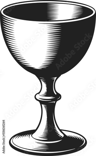 Vintage engraved chalice with intricate detail for elegant decorations, emblems, and artistic designs