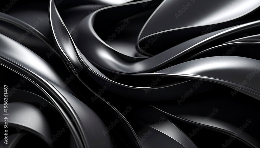 Fototapeta premium Abstract dark metallic flowing curves