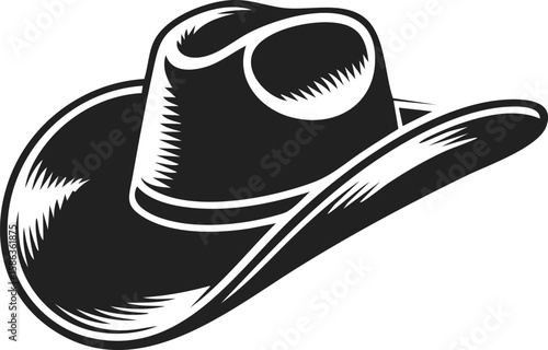 Vintage engraved cowboy hat illustration, traditional western headwear, rustic fashion accessory for t-shirt and logo designs