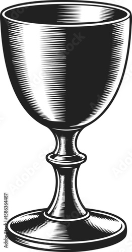 Vintage engraved style goblet, elegant chalice for celebratory events, decorative wine vessel, classic drinkware design