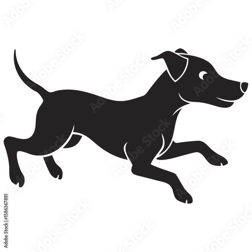Cartoon Running Dog Outline – Black Animal Shape