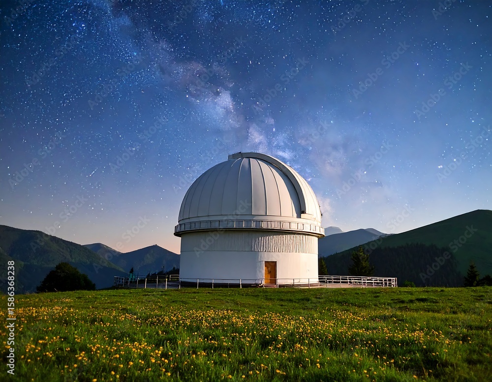 Obraz premium Observatory at night with Milky Way