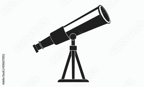 Telescope silhouette vector, astronomy equipment icon, stargazing tool illustration, Vector Silhouette Of Telescope