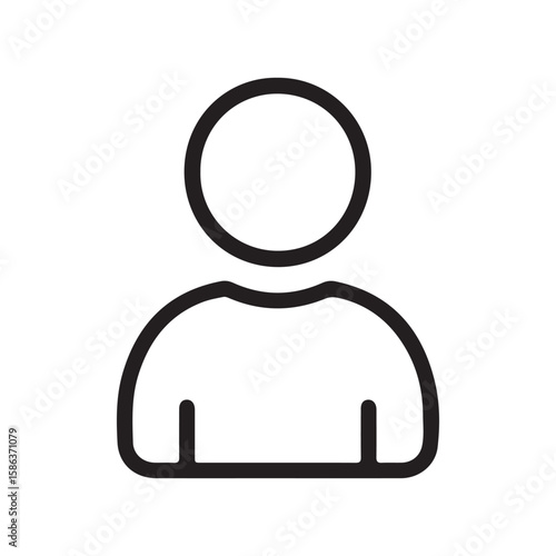Simple and clean outline-style user profile icon in black and white. Features a circular head and rounded shoulder design, ideal for representing users, accounts, profiles, or avatars in apps.