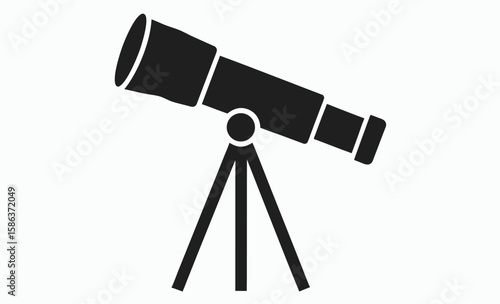 Telescope silhouette vector, astronomy equipment icon, stargazing tool illustration, Vector Silhouette Of Telescope