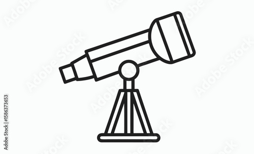 Telescope silhouette vector, astronomy equipment icon, stargazing tool illustration, Vector Silhouette Of Telescope
