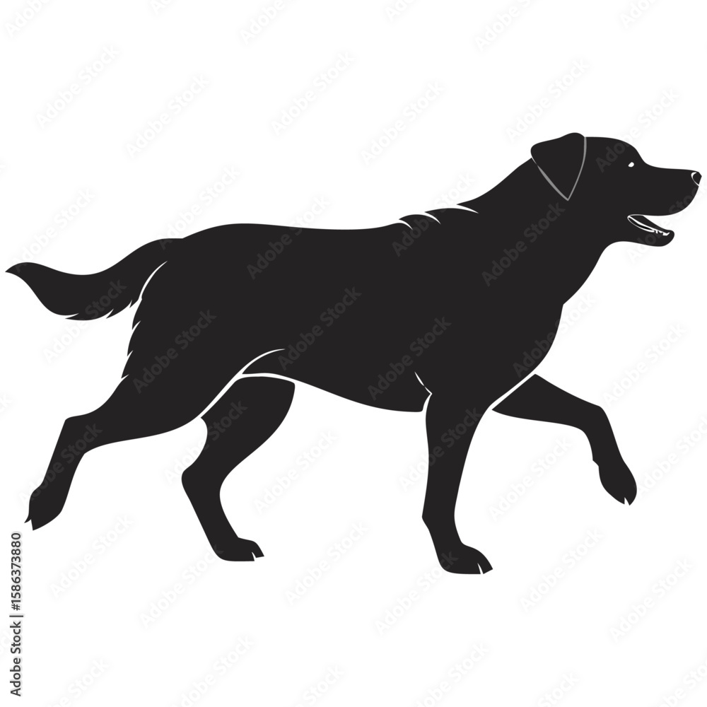 Naklejka premium Modern Dog Silhouette – Running Pet Line Illustration