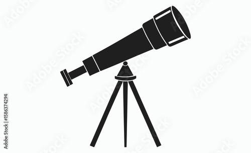 Telescope silhouette vector, astronomy equipment icon, stargazing tool illustration, Vector Silhouette Of Telescope