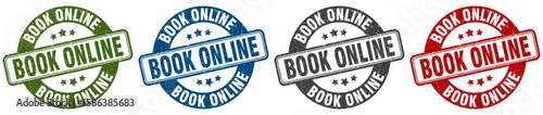 book online stamp. book online round stamp set isolated on white background