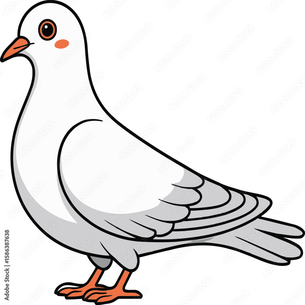 Fototapeta premium Minimalist White Dove Vector – Elegant Bird Illustration in Clean Style