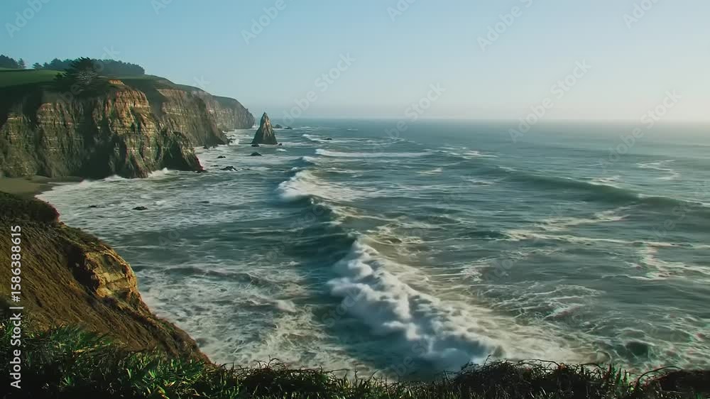 Dramatic Ocean Waves Crashing Coast. Dramatic Ocean Waves Crashing Coast.