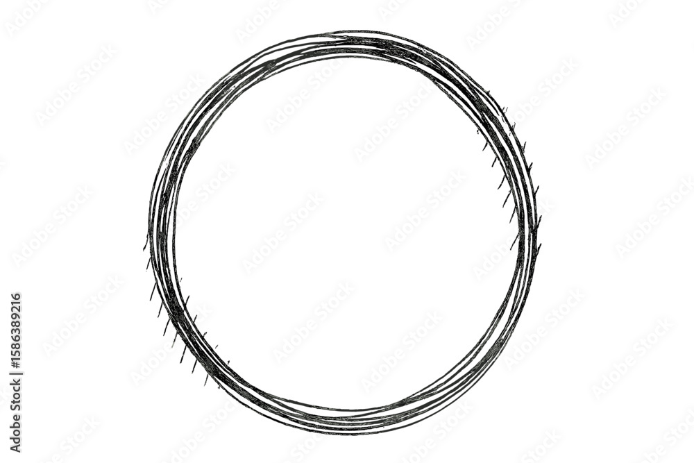 Hand drawn circle frame. Rough scribble sketch round shape. Doodle pencil texture border. Grunge abstract circular design element. Isolated vector illustration on white. Hand drawn circle frame. Rough scribble sketch round shape. Doodle pencil texture border. Grunge abstract circular design element. Isolated vector illustration on white.