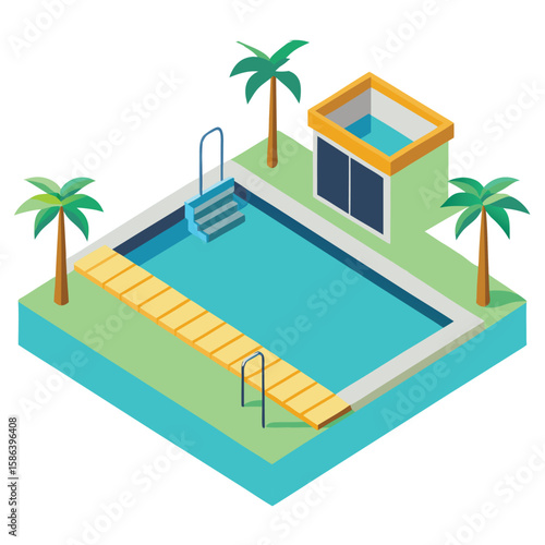 swimming pool with palm trees