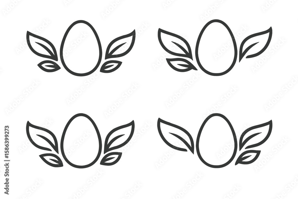 Chicken Egg Icon with Winged Leaves, Organic Farm Product Symbol, Natural Food Emblem, Eco-Friendly Agriculture, Healthy Food Label, Minimalist Vector Set, Transparent Background Chicken Egg Icon with Winged Leaves, Organic Farm Product Symbol, Natural Food Emblem, Eco-Friendly Agriculture, Healthy Food Label, Minimalist Vector Set, Transparent Background