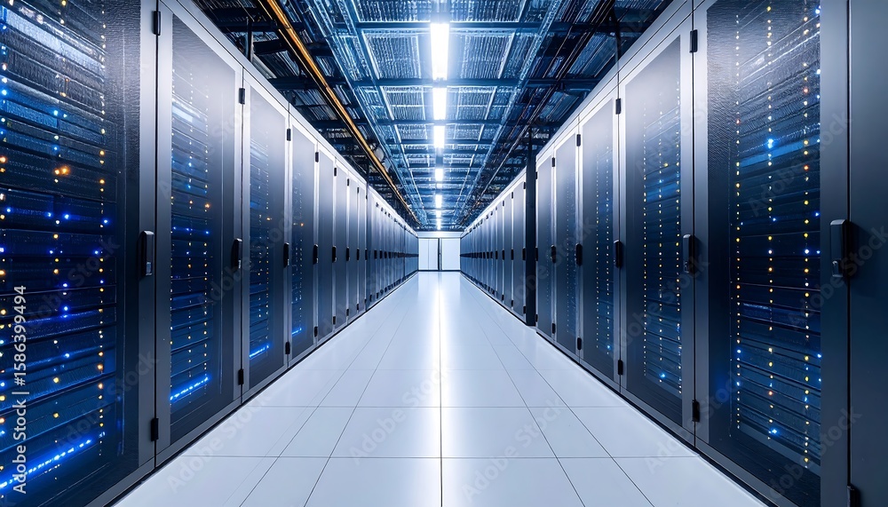 Fototapeta premium Server room interior, illuminated (1)