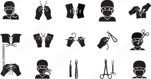 Operation Vector Icons | Surgical Procedure and Medical Action Set
