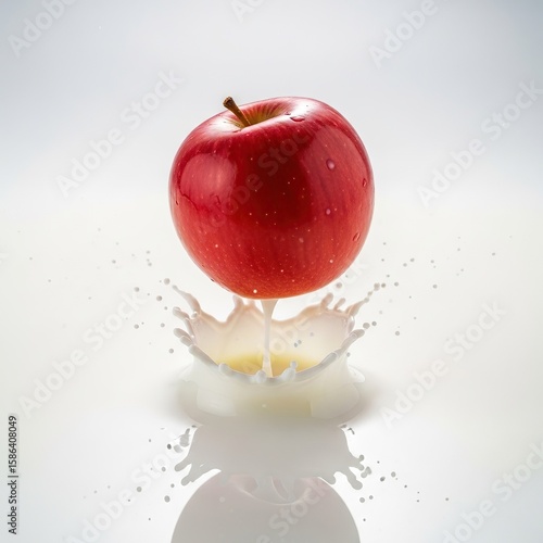 red apple in milk