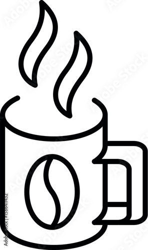Coffee Outline Icon for Graphic and Web Design, Apps, Adverts, Various Cards