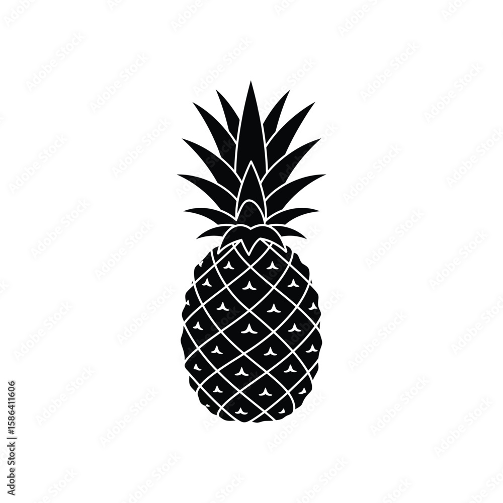 Obraz premium Monochrome Pineapple Illustration Simple Tropical Fruit Graphic for Creative Projects