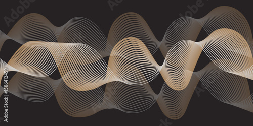 Fractal realms composition with a 3D render of a DNA molecule, showcasing a decorative wave pattern of colorful lines and light, perfect for a concept art wallpaper backdrop