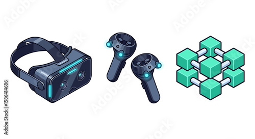 Futuristic VR gadgets and block chain technology