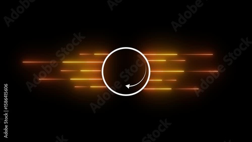 Circle arrow icon neon line, animation, Abstract bright neon line, circle loading bar animation background. The background is black ,4k, video,