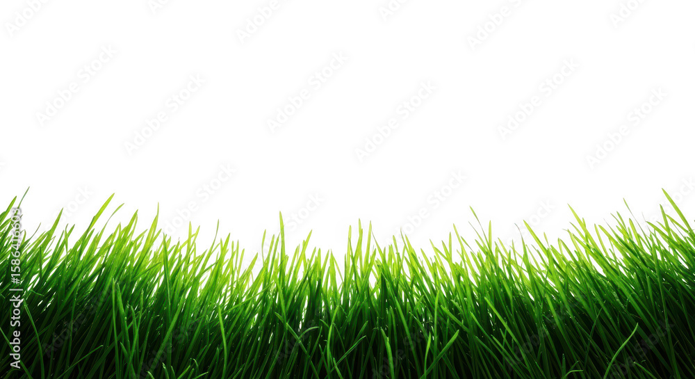 Obraz premium Vibrant green grass blades growing from the ground, isolated on a clean transparent background