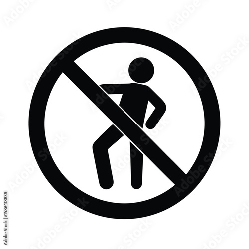 Prohibited action sign showing a person in a no entry circle silhouette