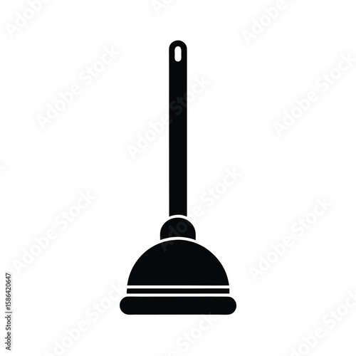 Simple black silhouette of a plunger with a hanging hole
