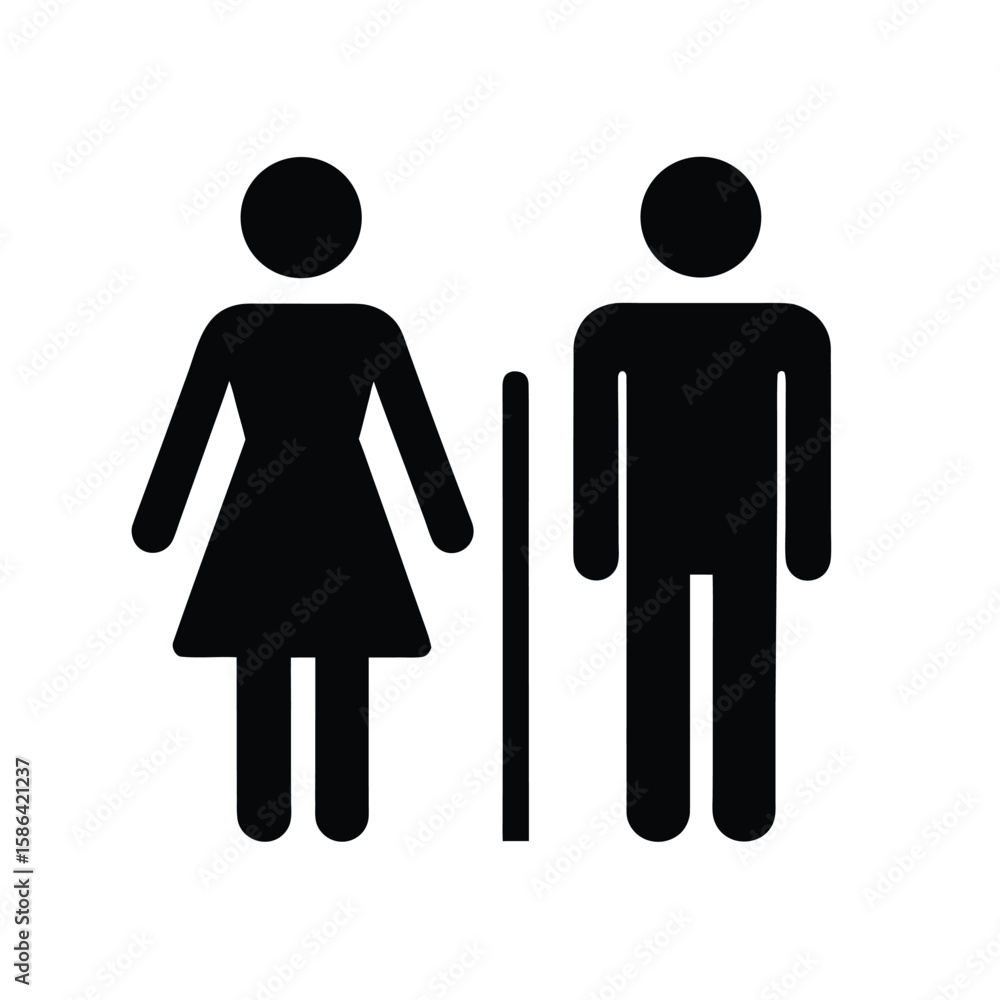Iconic representation of male and female figures side by side silhouette Iconic representation of male and female figures side by side silhouette
