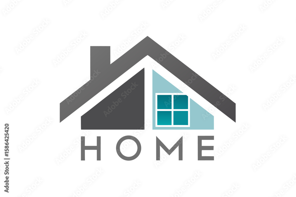 Real estate company logo with a house icon, symbolizing modern architecture and property business Real estate company logo with a house icon, symbolizing modern architecture and property business