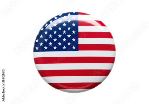 American flag button patriotic symbol usa badge round shape icon