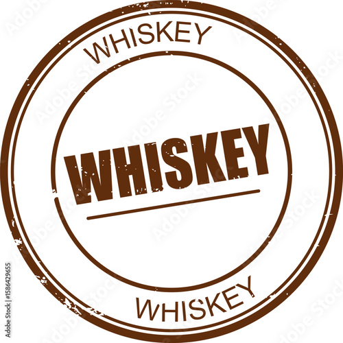 grunge round rubber stamp of whiskey